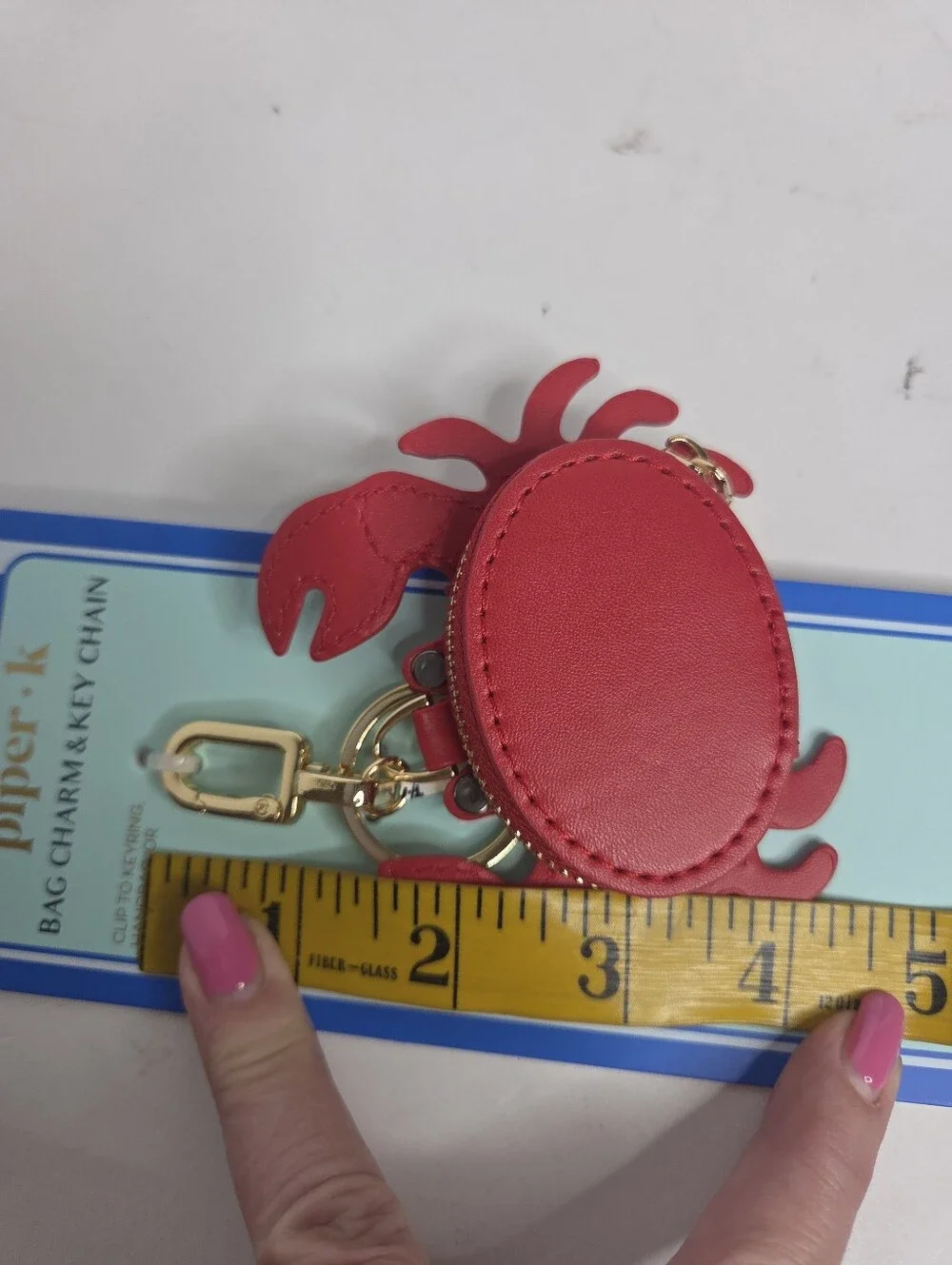 Piper K Red Crab Zip Coin Bag Charm & Key Chain NEW